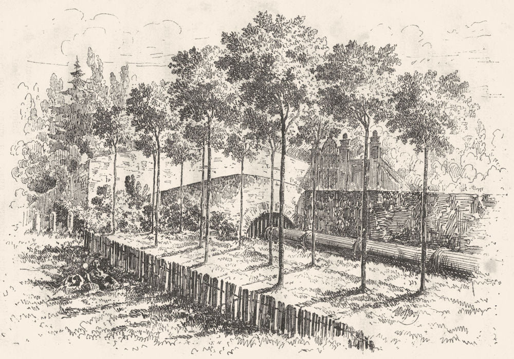 YVELINES. Conduit de l'eau, Machine Marly a l'aqueduc 1880 old antique print